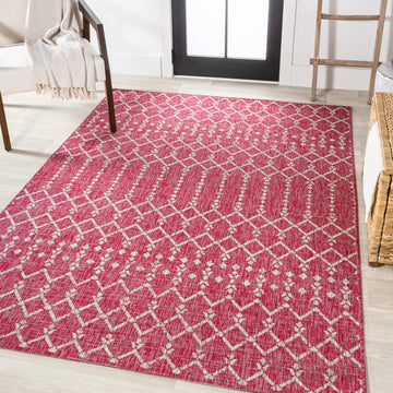 Ourika Moroccan Geometric Textured Weave Indoor/outdoor Rug